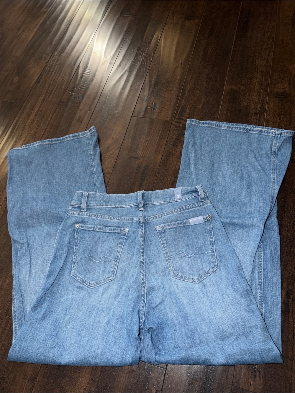 7 For All Mankind Light Blue Wide-Leg Flare Jeans